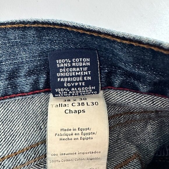 Chaps Jeans Mens 38X30 Mid Rise Straight Fit Medium Wash All Cotton Blue Denim - Picture 3 of 10